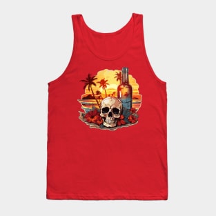 Skull and Empty Bottle - Summer Paradise (Black Lettering) Tank Top